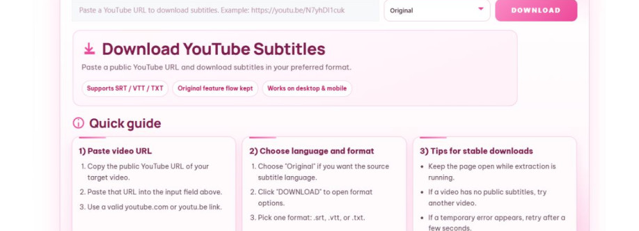 Downsub YouTube Tai Subtitle